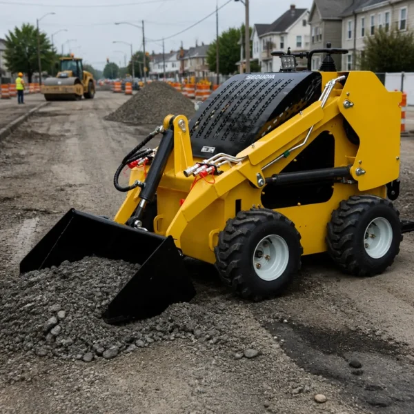 S380实车场景-市政道路 380kg Wheel Skid-Steer Loader