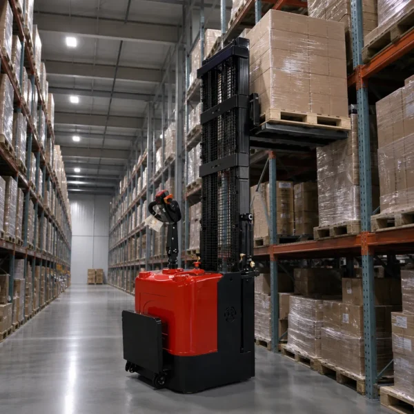 Stand Mounted Double Lift Fully Electric Walking Stacker