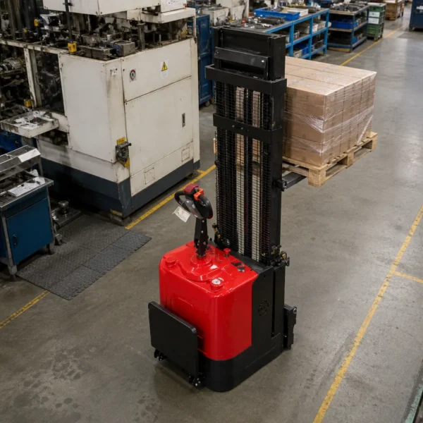 Stand Mounted Double Lift Fully Electric Walking Stacker
